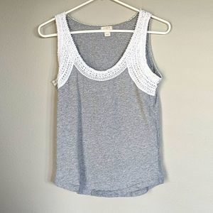 J. Crew tank lace. XS gray and white.